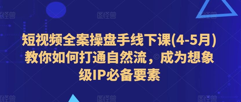短视频全案操盘手线下课(4-5月)教你如何打通自然流，成为想象级IP必备要素-九洲网