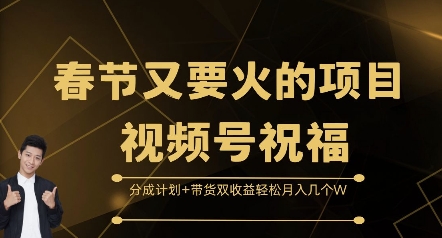 春节又要火的项目视频号祝福，分成计划+带货双收益，轻松月入几个W【揭秘】-九洲网