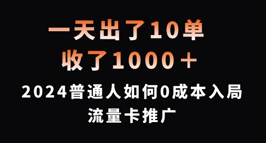 一天出了10单，收了1000+，2024普通人如何0成本入局流量卡推广【揭秘】-九洲网