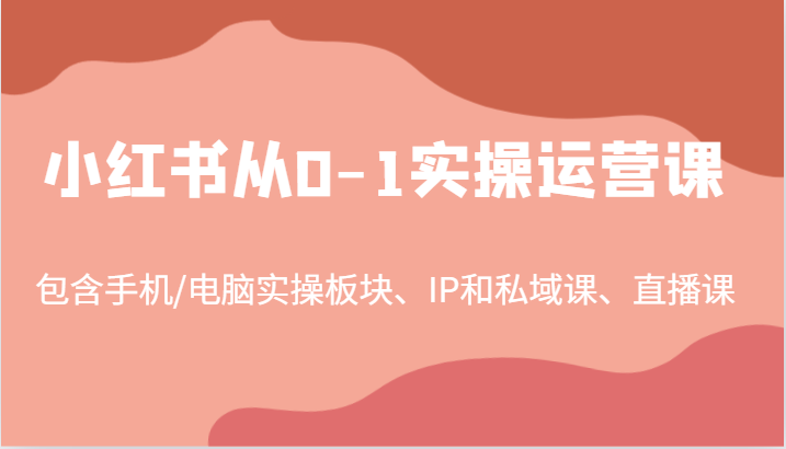 小红书从0-1实操运营课，包含手机/电脑实操板块、IP和私域课、直播课(97节)-九洲网