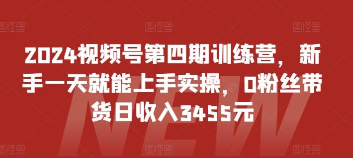 2024视频号第四期训练营，新手一天就能上手实操，0粉丝带货日收入3455元-九洲网