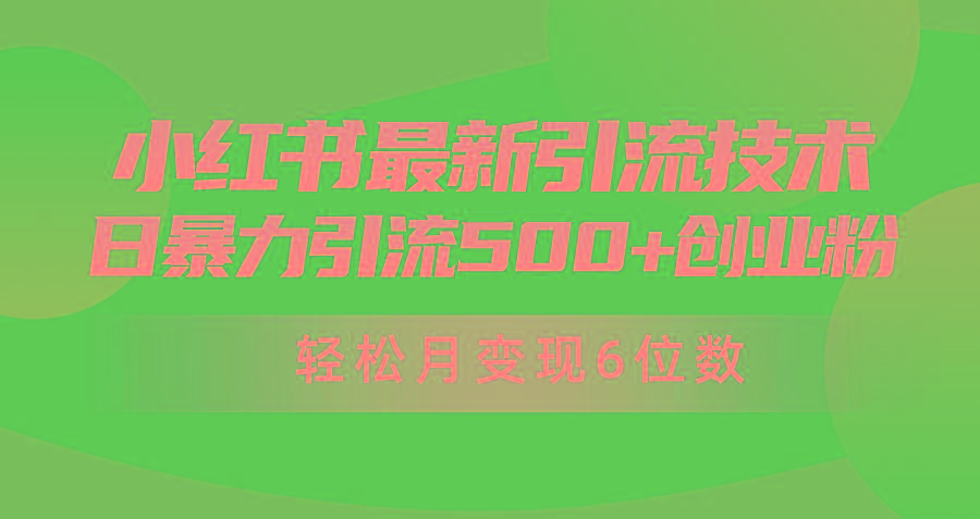 (9871期)日引500+月变现六位数24年最新小红书暴力引流兼职粉教程-九洲网
