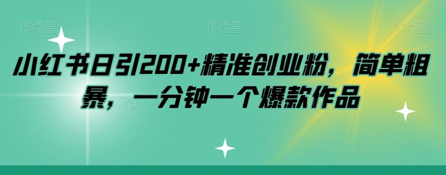 小红书日引200+精准创业粉，简单粗暴，一分钟一个爆款作品【揭秘】-九洲网
