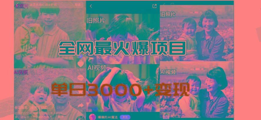 全网爆火的AI让老照片动起来教程，蹭热点日赚3000+，内含免费工具一键...-九洲网