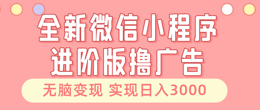 全新微信小程序进阶版撸广告 无脑变现睡后也有收入 日入3000＋-九洲网