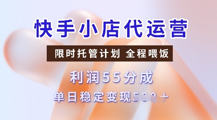 快手小店代运营，限时托管计划，收益55分，单日稳定变现多张【揭秘】-九洲网