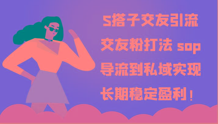 S搭子交友引流，交友粉打法 sop，导流到私域实现长期稳定盈利！-九洲网