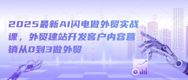 2025最新AI闪电做外贸实战课，外贸建站开发客户内容营销从0到3做外贸-九洲网