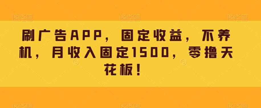 刷广告APP，固定收益，不养机，月收入固定1500，零撸天花板！-九洲网