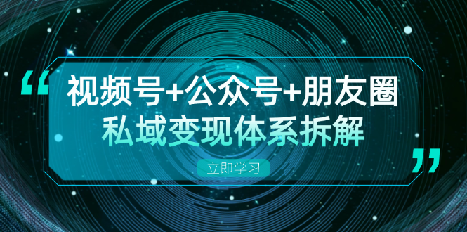 视频号+公众号+朋友圈私域变现体系拆解，全体平台流量枯竭下的应对策略-九洲网