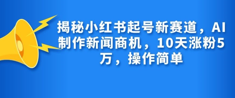 揭秘小红书起号新赛道，AI制作新闻商机，10天涨粉1万，操作简单-九洲网