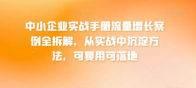 中小企业实战手册流量增长案例全拆解，从实战中沉淀方法，可复用可落地-九洲网