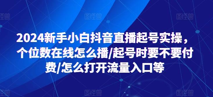 2024新手小白抖音直播起号实操，个位数在线怎么播/起号时要不要付费/怎么打开流量入口等-九洲网