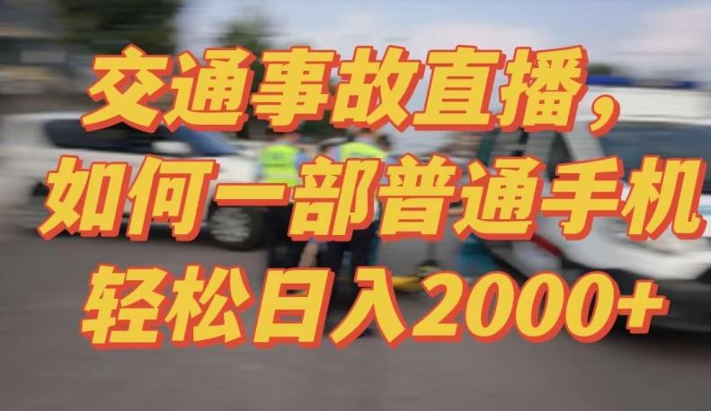 2024最新玩法半无人交通事故直播，实战式教学，轻松日入2000＋，人人都可做【揭秘】-九洲网