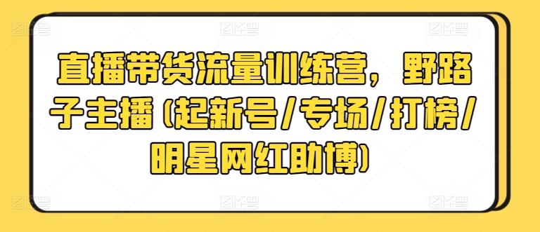 直播带货流量训练营，野路子主播(起新号/专场/打榜/明星网红助博)-九洲网