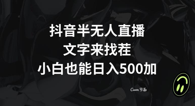 抖音半无人直播，文字来找茬小游戏，每天收益500+【揭秘】-九洲网