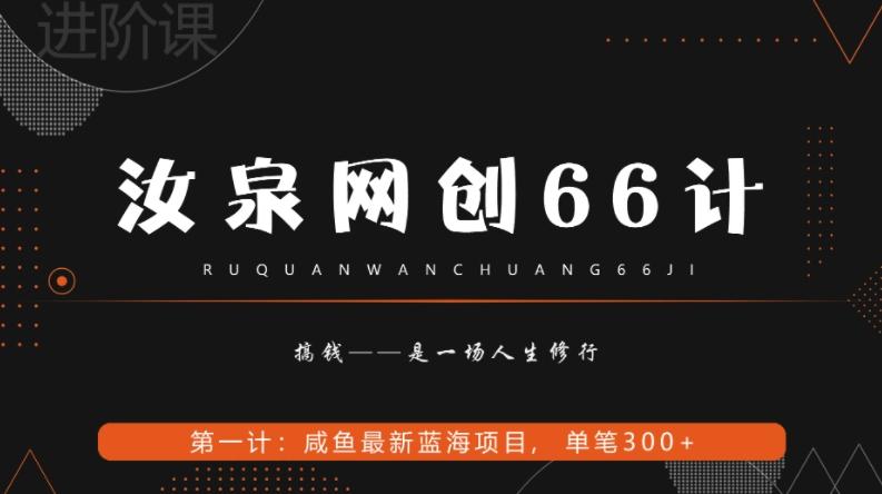 汝泉网创66计之第1计：闲鱼长期稳定项目，单笔变现300+-九洲网