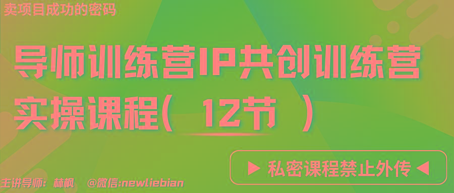 导师训练营3.0IP共创训练营私密实操课程(12节)-卖项目的密码成功秘诀-九洲网