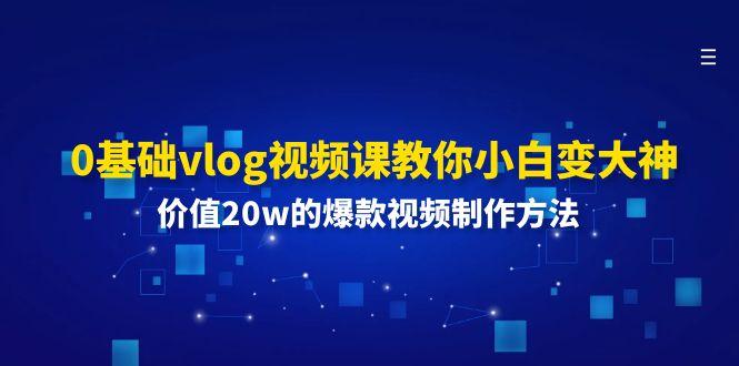 0基础vlog视频课教你小白变大神：价值20w的爆款视频制作方法-九洲网