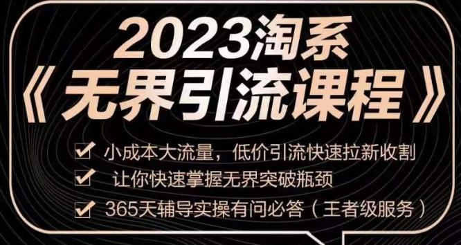 2023淘系无界引流实操课程，​小成本大流量，低价引流快速拉新收割，让你快速掌握无界突破瓶颈-九洲网