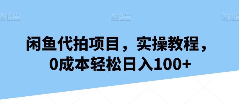 闲鱼代拍项目，实操教程，0成本轻松日入100+-九洲网