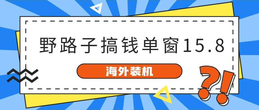 海外装机，野路子搞钱，单窗口15.8，亲测已变现10000+-九洲网