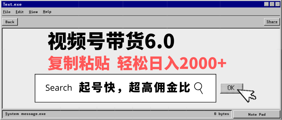 视频号带货6.0，轻松日入2000+，起号快，复制粘贴即可，超高佣金比-九洲网