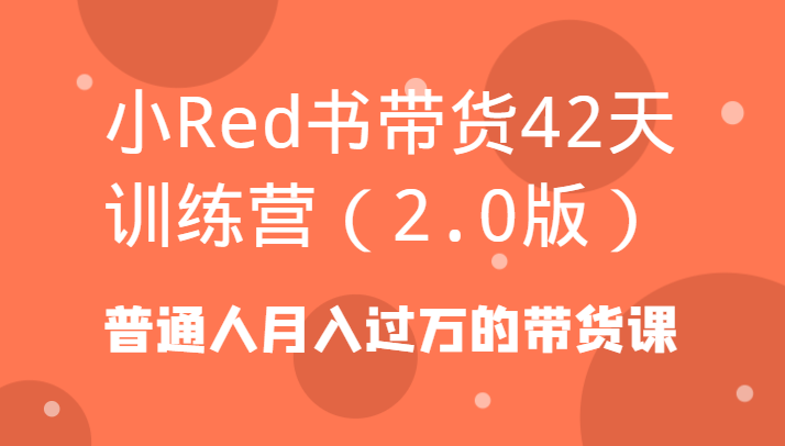 小Red书带货42天训练营(2.0版)普通人月入过万的带货课-九洲网