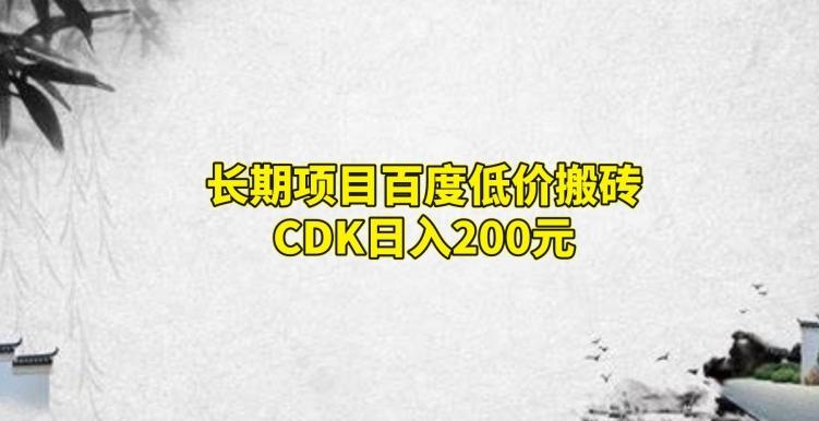 长期项目百度低价搬砖CDK，日入200-九洲网