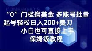0门槛撸美金，多账号批量起号轻松日入200+美刀，小白也可直接上手，保姆级教程【揭秘】-九洲网