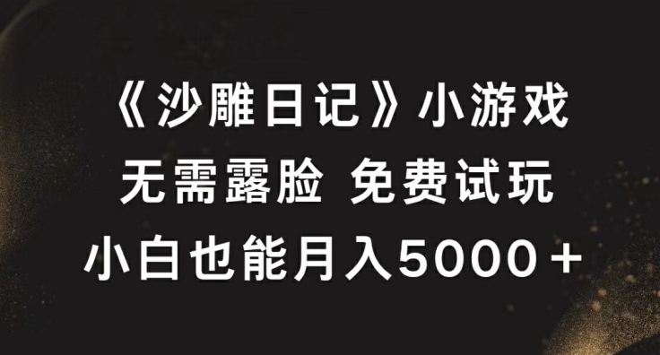 《沙雕日记》小游戏，无需露脸免费试玩，小白也能月入5000+【揭秘】-九洲网