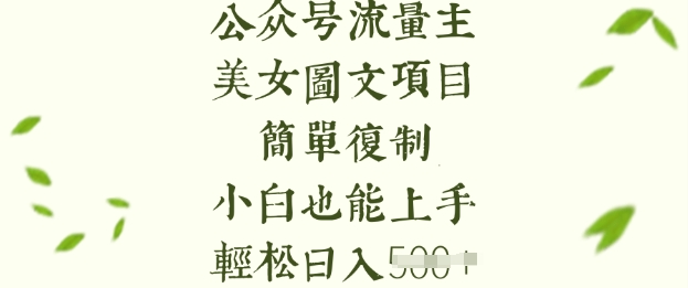 流量主长期收益项目，美女图片简单复制，小白也能上手，轻松日入5张-九洲网