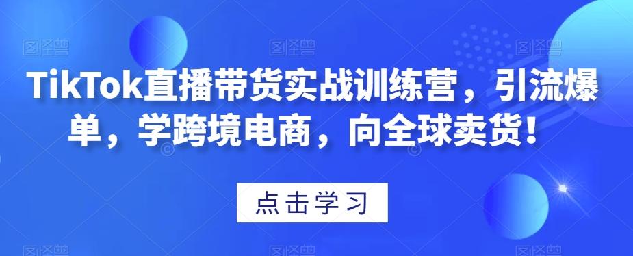 TikTok直播带货实战训练营，引流爆单，学跨境电商，向全球卖货！-九洲网