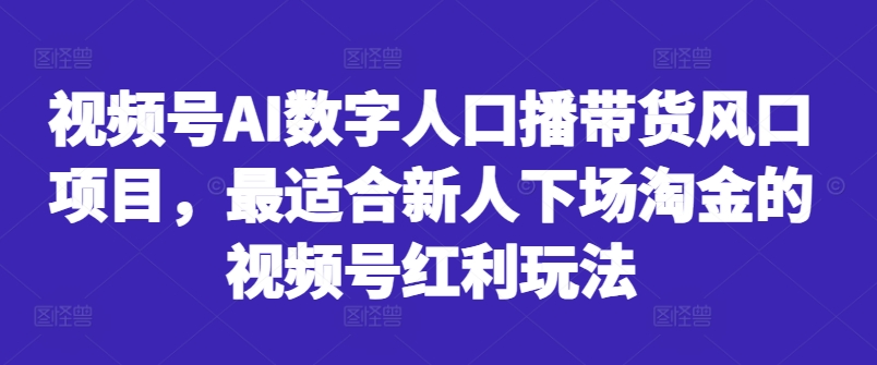 视频号AI数字人口播带货风口项目，最适合新人下场淘金的视频号红利玩法-九洲网