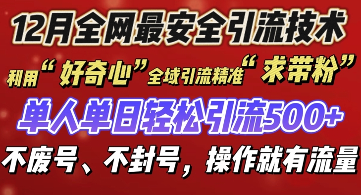 12 月份全网最安全引流创业粉技术来袭，不封号不废号，有操作就有流量【揭秘】-九洲网