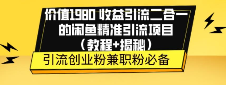 价值1980收益引流二合一的闲鱼精准引流项目（教程+揭秘）-九洲网