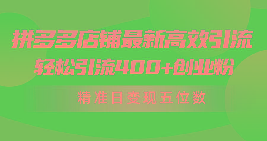 (10041期)拼多多店铺最新高效引流术，轻松引流400+创业粉，精准日变现五位数！-九洲网