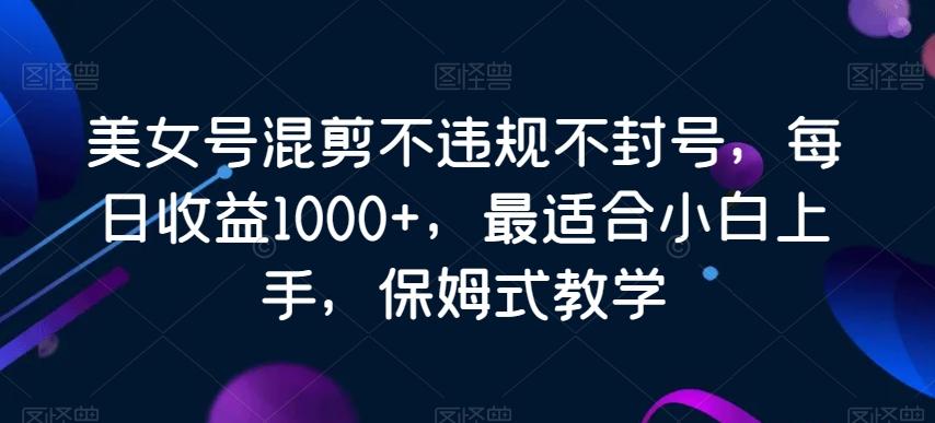 美女号混剪不违规不封号，每日收益1000+，最适合小白上手，保姆式教学-九洲网