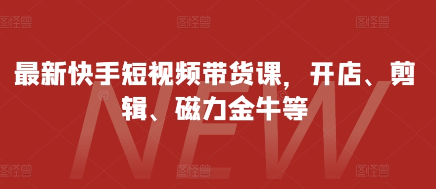 最新快手短视频带货课，开店、剪辑、磁力金牛等-九洲网