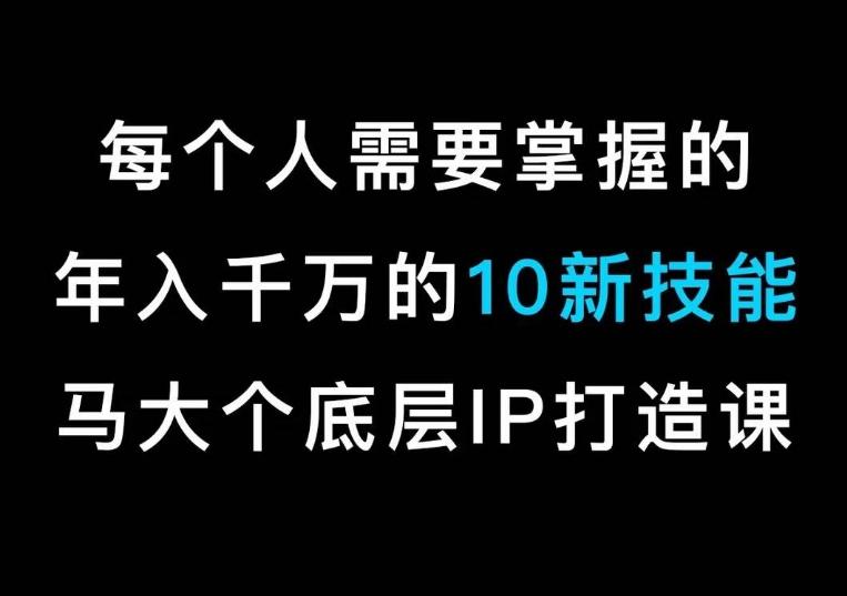 马大个的IP底层逻辑课，​每个人需要掌握的年入千万的10新技能，约会底层IP打造方法！-九洲网