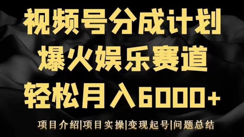 视频号创作分成计划之娱乐赛道轻松日入500+-九洲网
