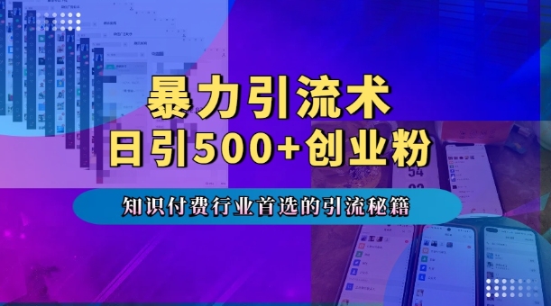 暴力引流术，专业知识付费行业首选的引流秘籍，一天暴流500+创业粉，五个手机流量接不完!-九洲网