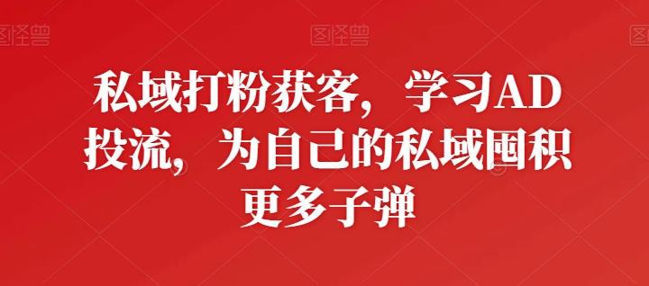 私域打粉获客，学习AD投流，为自己的私域囤积更多子弹-九洲网
