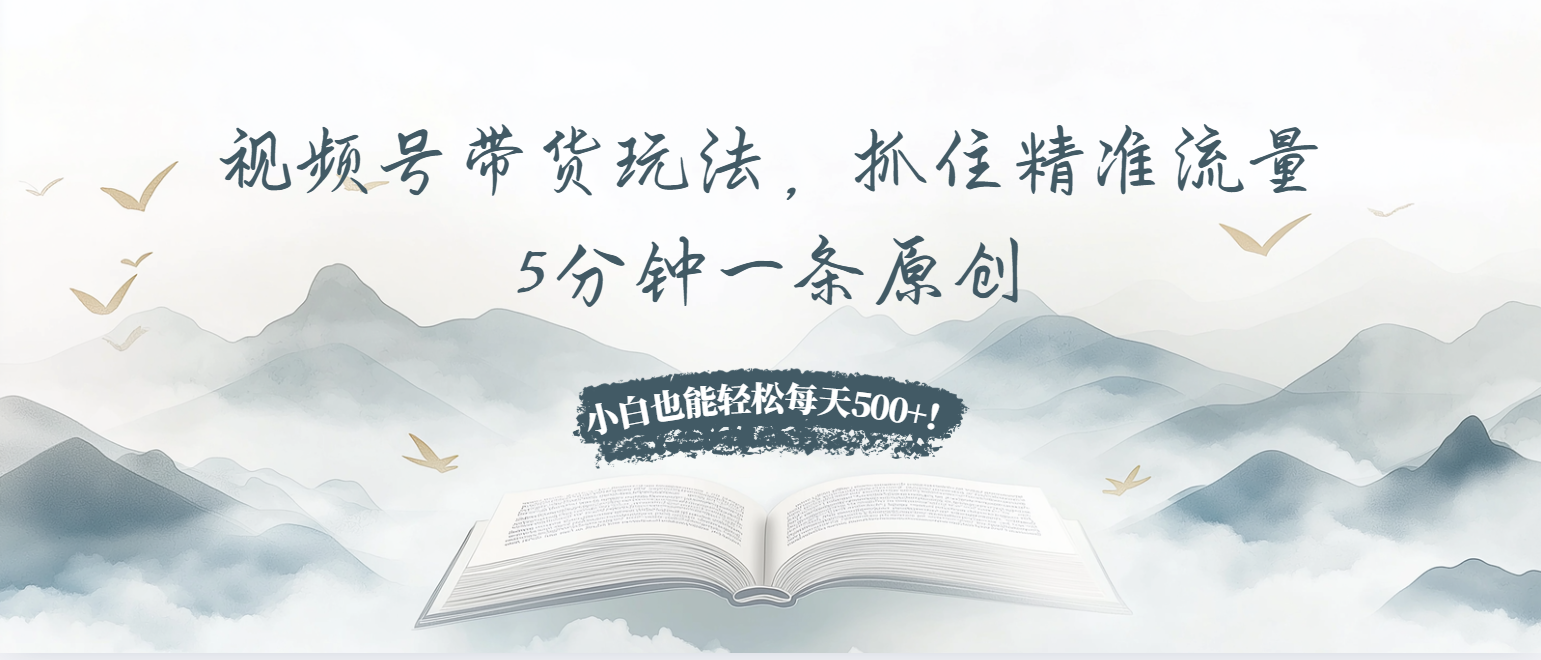 视频号带货玩法，抓住精准流量，5分钟一条原创，小白也能轻松每天500+！-九洲网