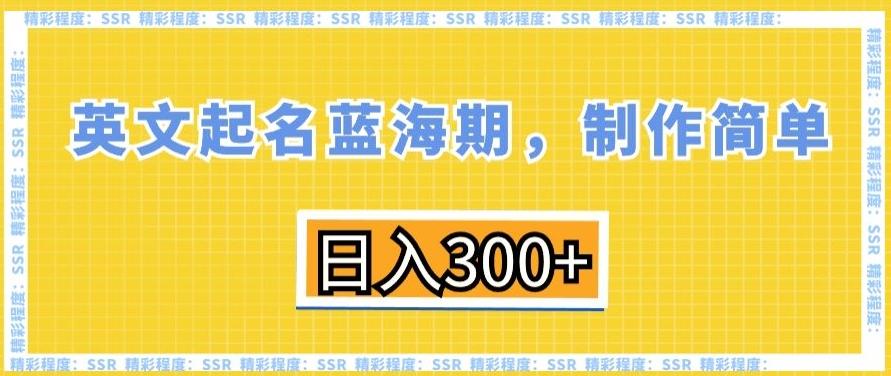 英文起名蓝海期，制作简单，日入300+【揭秘】-九洲网