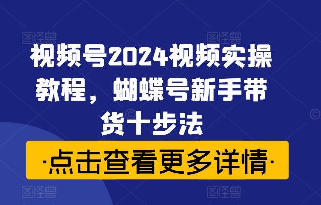 视频号2024视频实操教程，蝴蝶号新手带货十步法-九洲网