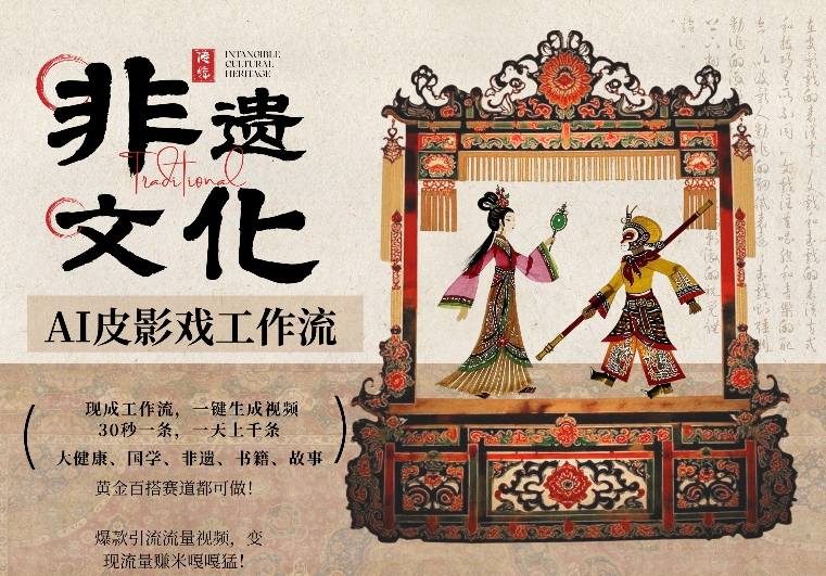 AI一键生成民俗文化非遗皮影戏视频，一刀不剪无需剪辑，30S一条，一天上百条，流量财富嘎嘎猛-九洲网