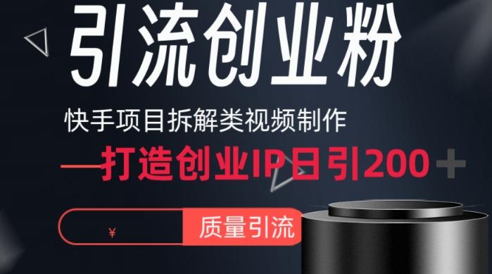 快手项目拆解类视频详细制作流程打造个人IP，单日引流200+高质量创业粉【揭秘】-九洲网