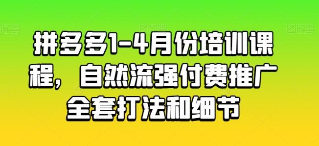 拼多多1-4月份培训课程，自然流强付费推广全套打法和细节-九洲网