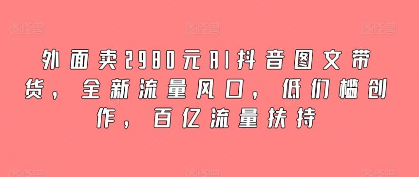 外面卖2980元AI抖音图文带货，全新流量风口，低们槛创作，百亿流量扶持-九洲网